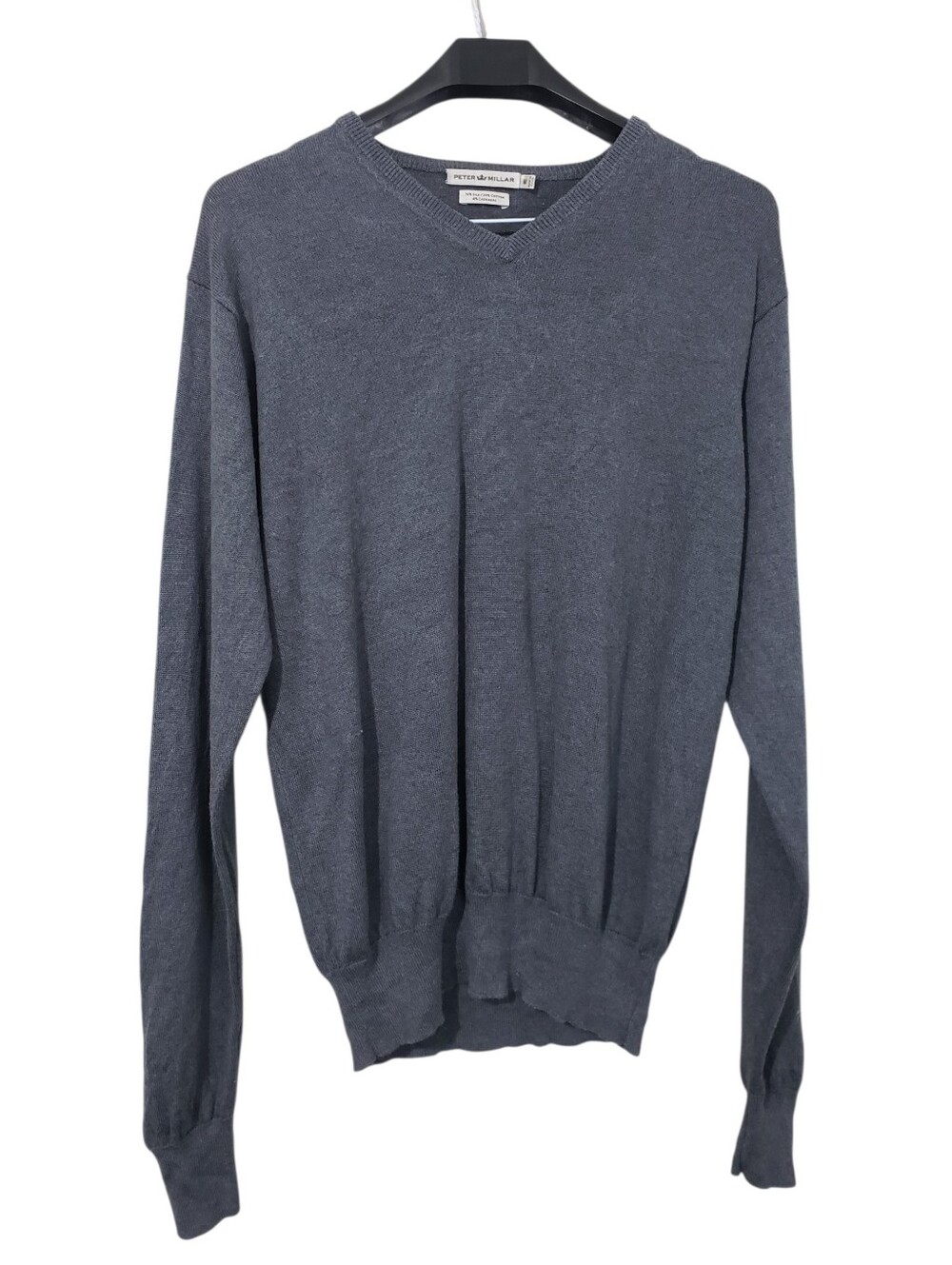 Peter Millar Men's V-Neck Knit Pullover Sweater Gray Luxury Preppy Casual Medium
